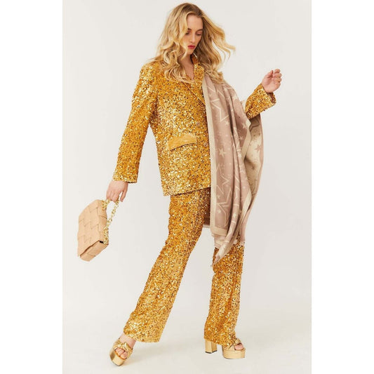 Gold Sequin Flared Trousers | Buy Me Fur Ltd