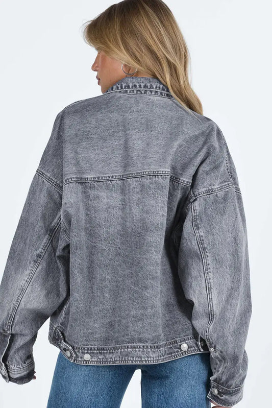Loose Denim Jacket - Chest Pockets Drop Shoulder-1
