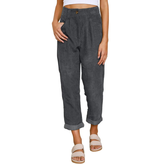 Corduroy High Waist Straight Leg Pants | The Urban Clothing Shop™