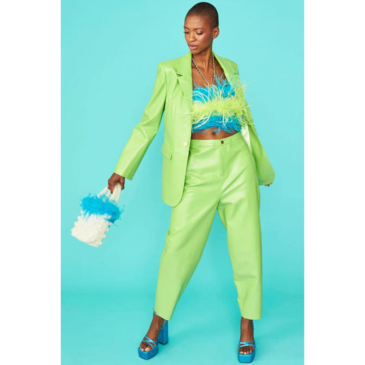 Green Vegan Leather Blazer | Buy Me Fur Ltd