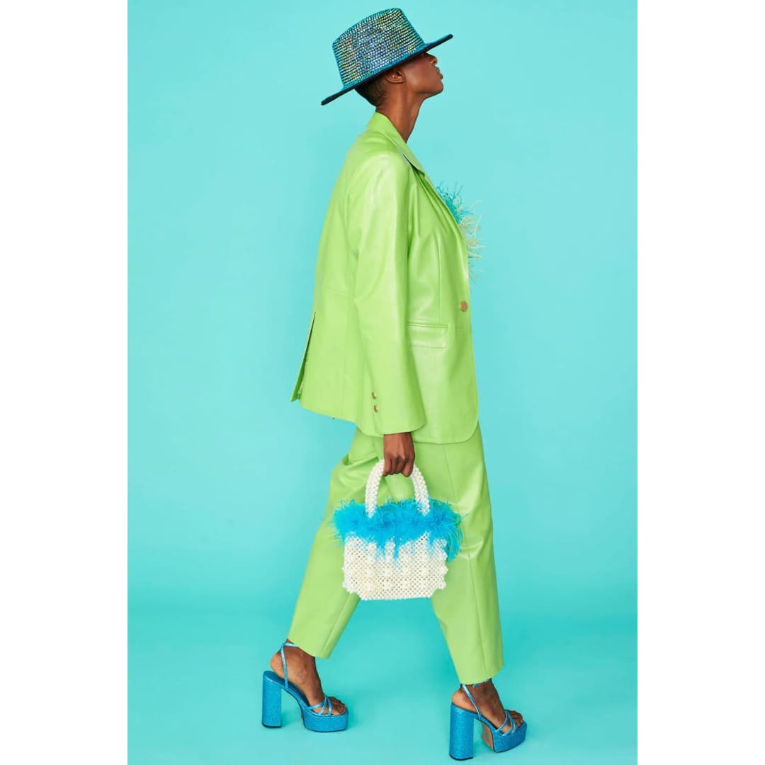 Green Vegan Leather Blazer | Buy Me Fur Ltd