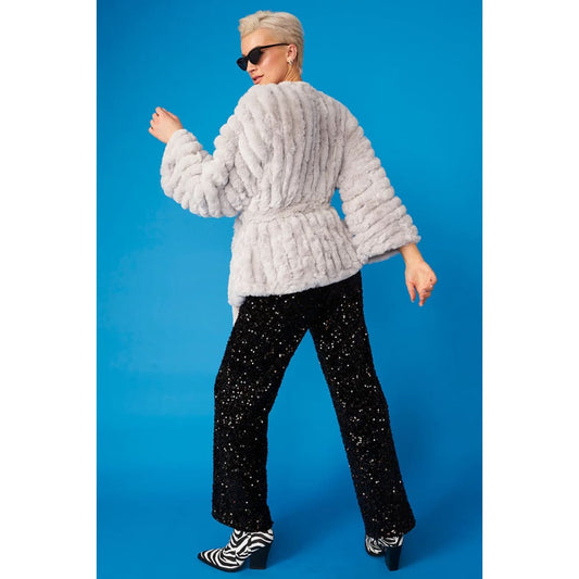 Grey Faux Fur Kimono Jacket | Buy Me Fur Ltd