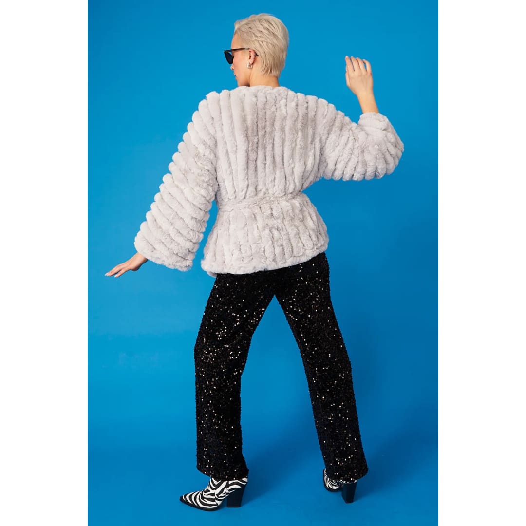 Grey Faux Fur Kimono Jacket | Buy Me Fur Ltd