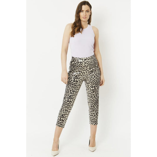 Grey Leopard Print Faux Suede Trousers | Buy Me Fur Ltd