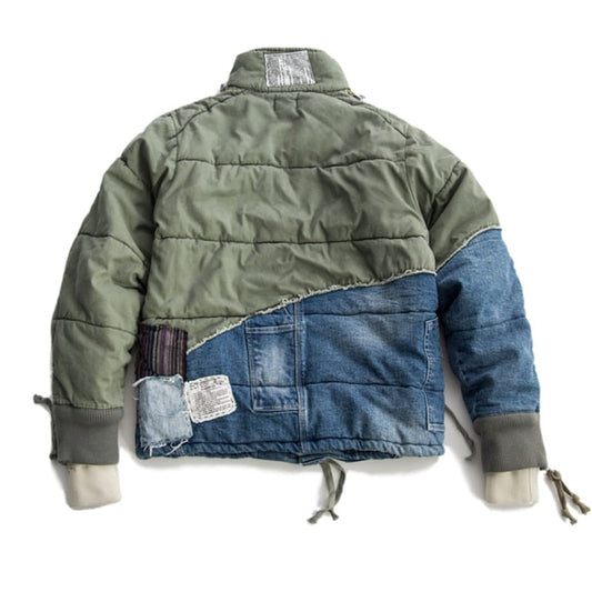 Hi-Street Patchwork Army Denim Jacket | The Urban Clothing Shop™
