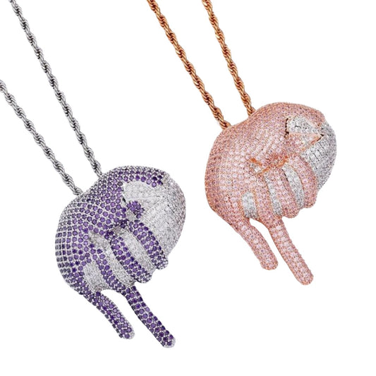 Iced Out Lip Pendant Multicolor Necklace | The Urban Clothing Shop™