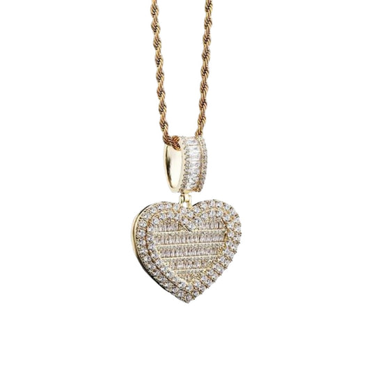 Iced Out Photo-Filled Heart Pendant Necklace | The Urban Clothing Shop™