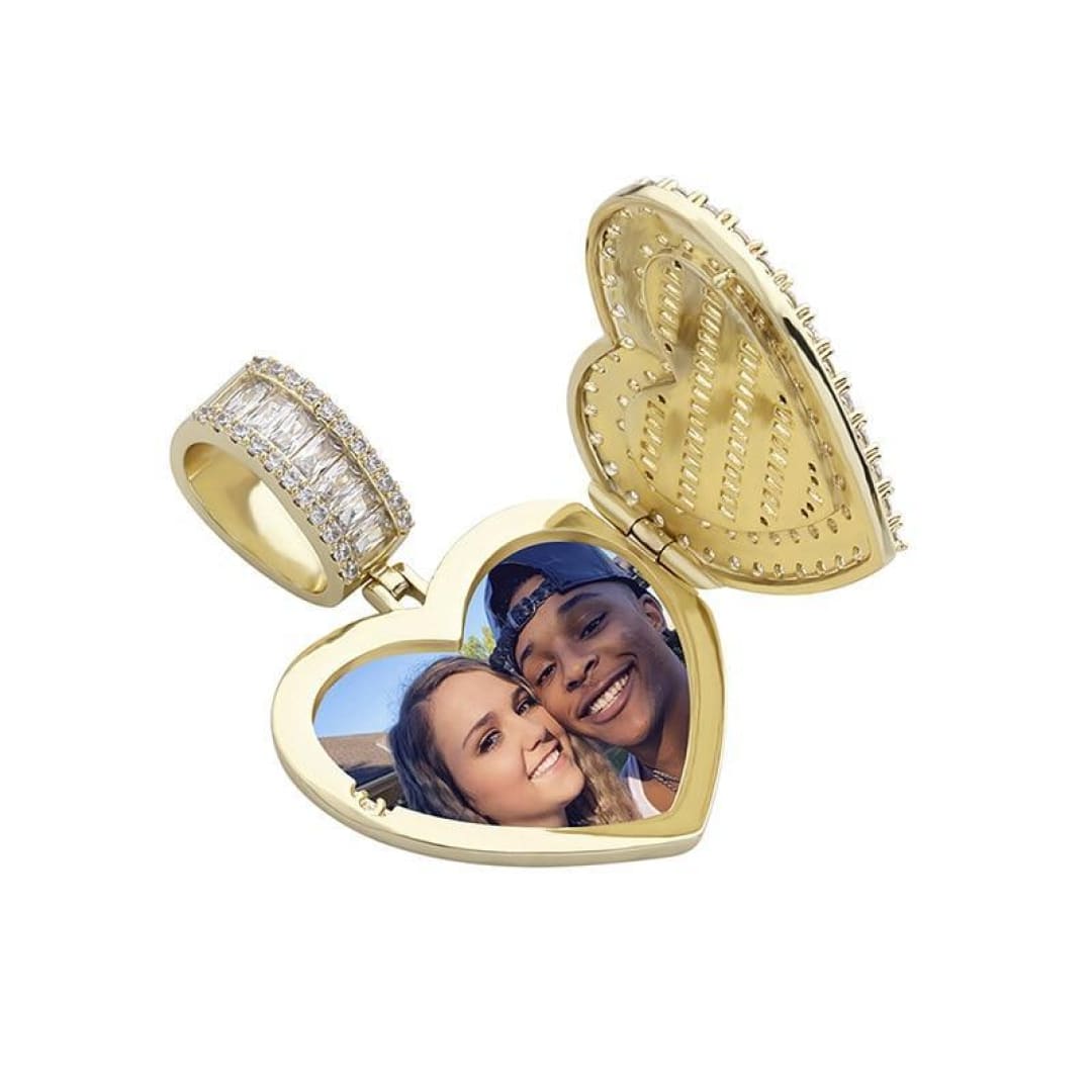 Iced Out Photo-Filled Heart Pendant Necklace | The Urban Clothing Shop™