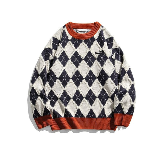 Japanese-Style Retro Loose Plaid Sweater | The Urban Clothing Shop™