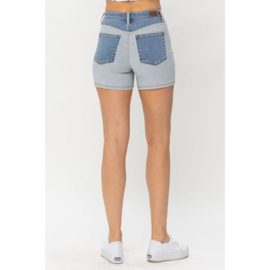 Judy Blue Full Size Color Block Denim Shorts | The Urban Clothing Shop™