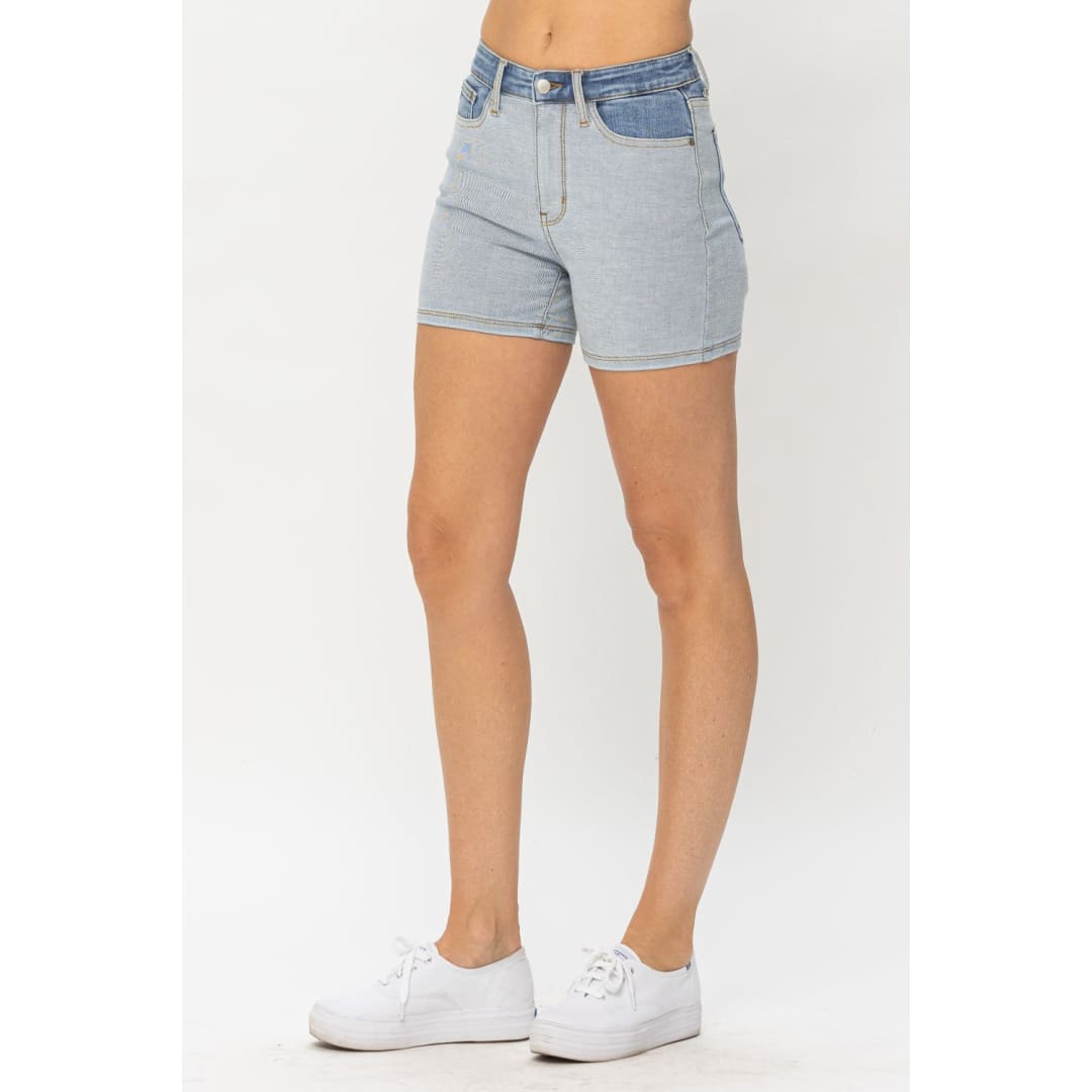 Judy Blue Full Size Color Block Denim Shorts | The Urban Clothing Shop™