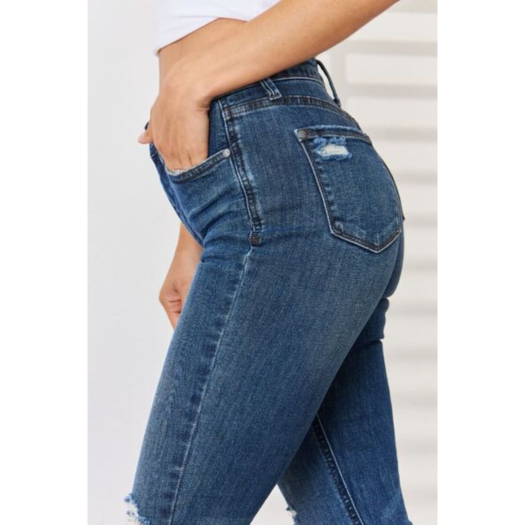 Judy Blue Full Size High Waist Distressed Slim Jeans | The Urban Clothing Shop™
