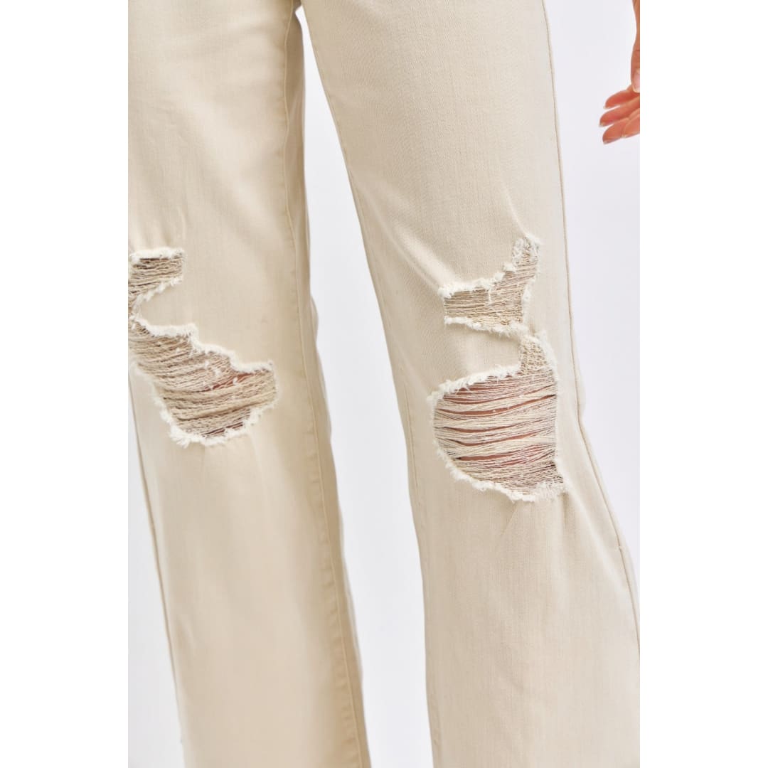 Judy Blue Full Size High Waist Distressed Wide Leg Jeans | The Urban Clothing Shop™