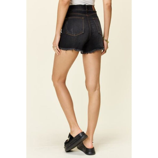 Judy Blue Full Size Tummy Control Fray Hem Shorts | The Urban Clothing Shop™