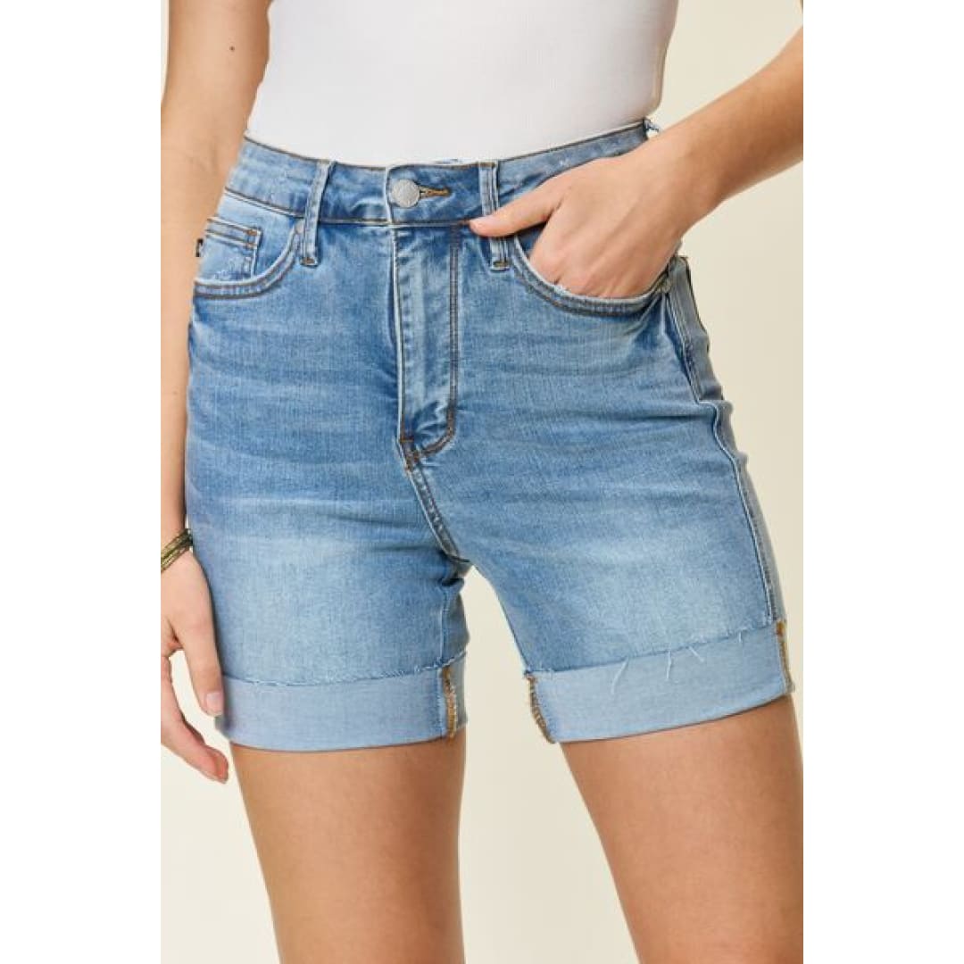 Judy Blue Full Size Tummy Control High Waist Denim Shorts | The Urban Clothing Shop™