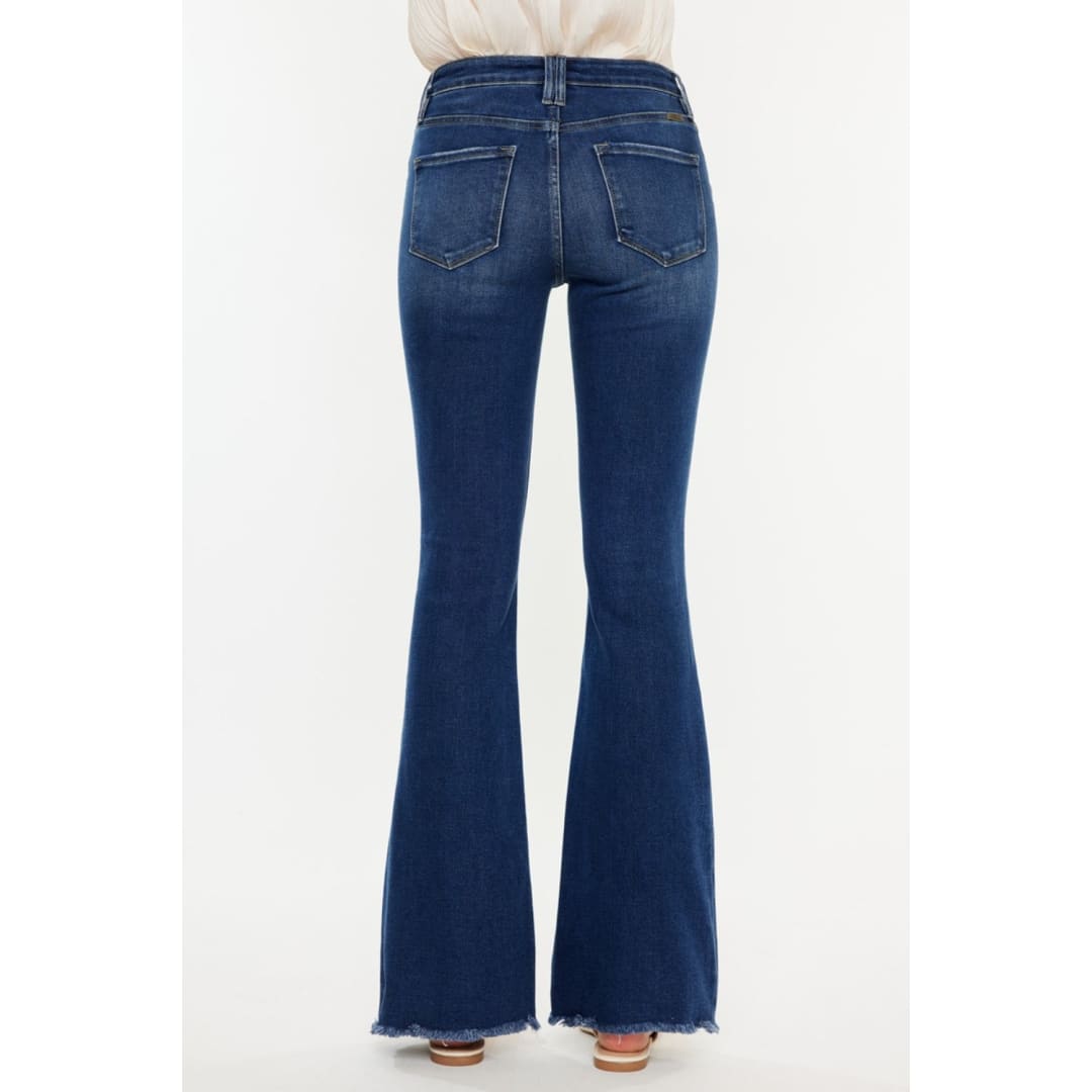 Kancan Cat’s Whiskers Raw Hem Flare Jeans | The Urban Clothing Shop™
