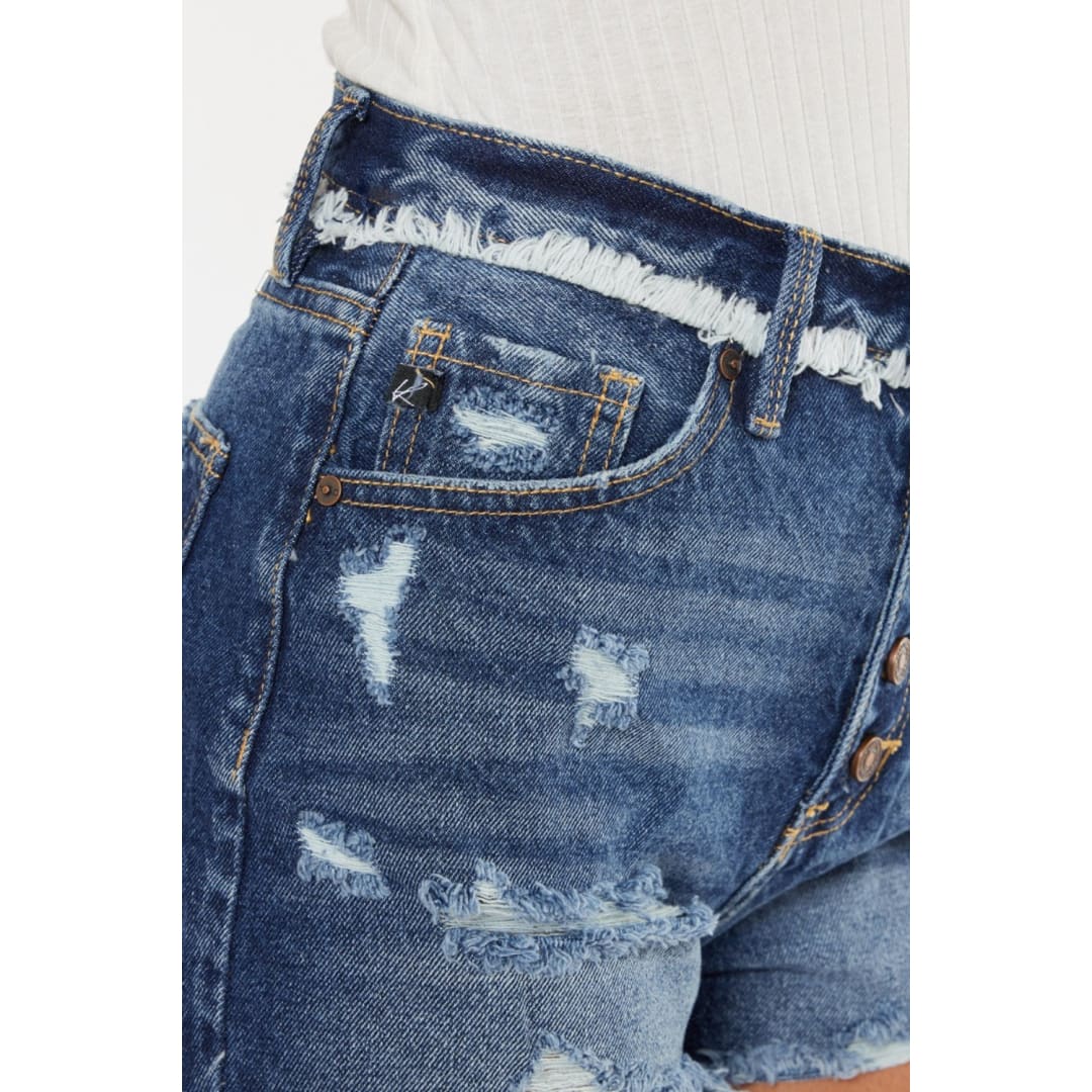 Kancan Distressed Button Fly Denim Shorts | The Urban Clothing Shop™