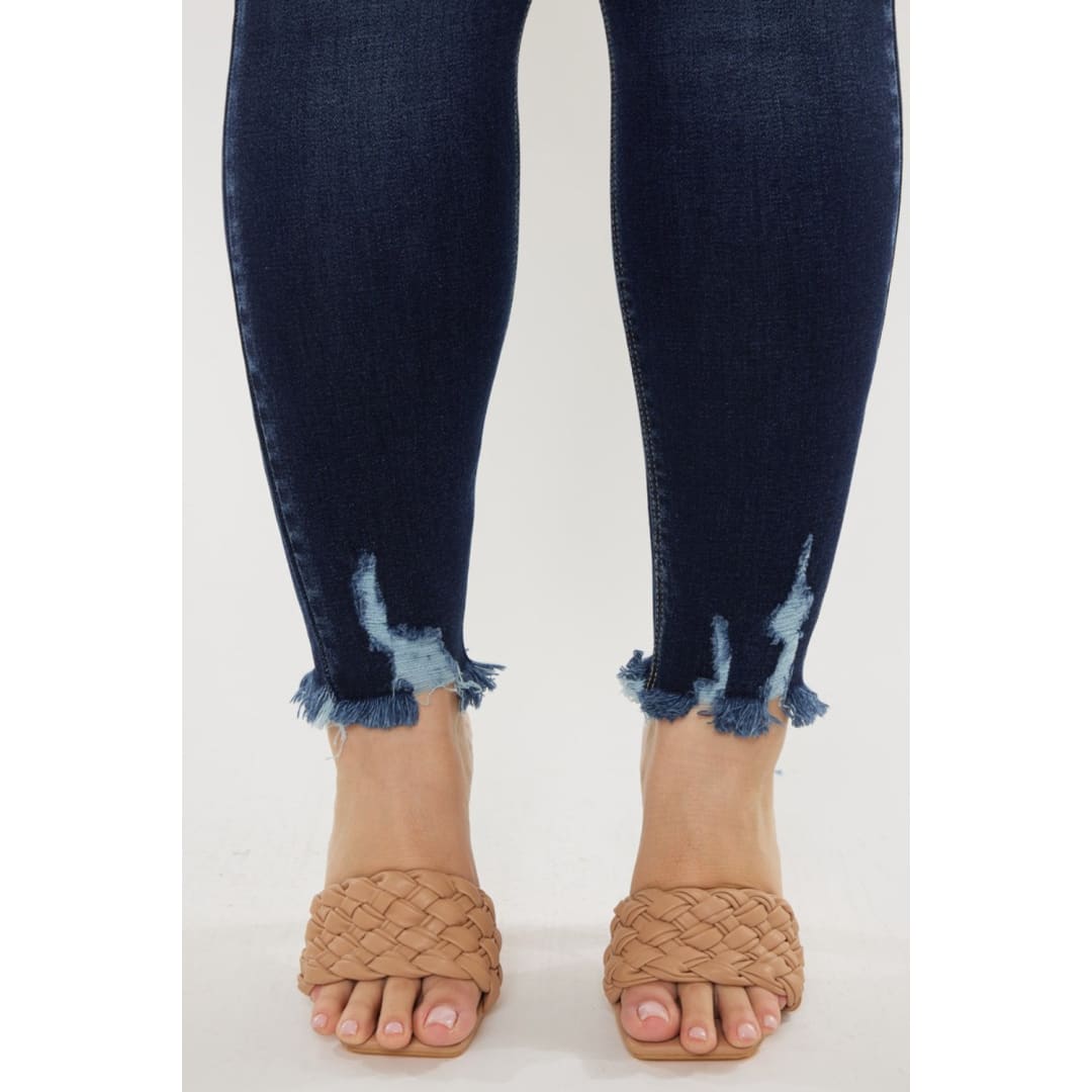 Kancan Full Size Cat’s Whiskers Raw Hem High Waist Jeans | The Urban Clothing Shop™