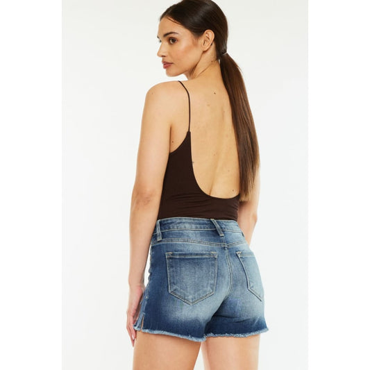 Kancan High Waist Raw Hem Denim Shorts | The Urban Clothing Shop™