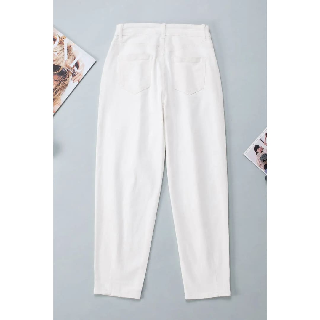 Khaki Solid High Waist Casual Pants | Fashionfitz