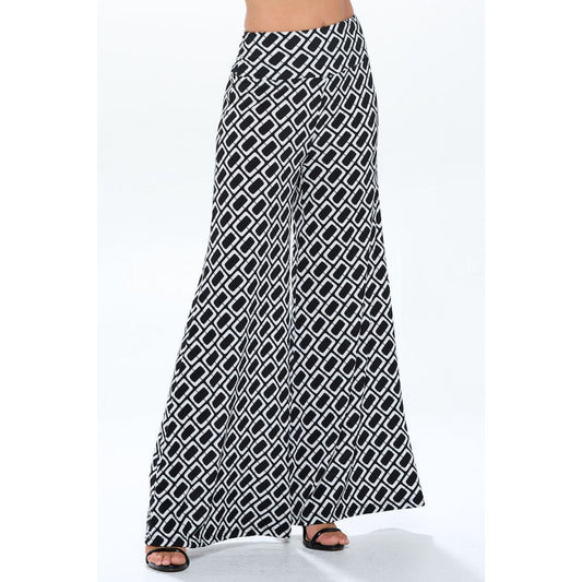 Knit Print Wide Leg Pants with Thick Waistband | The Urban Clothing Shop™