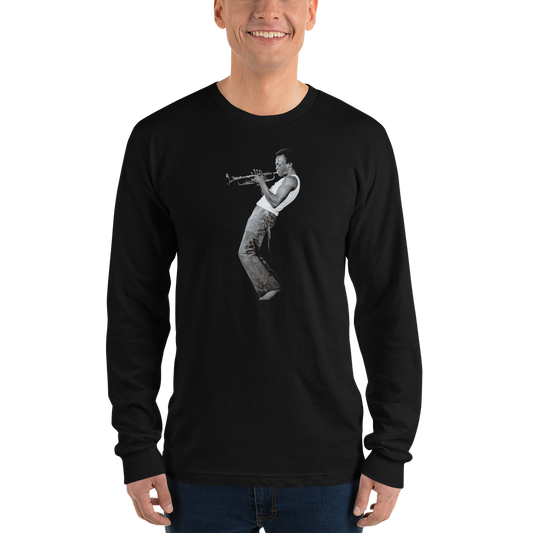 Miles Davis Playing his Trumpet Artwork Long Sleeve Shirt-1