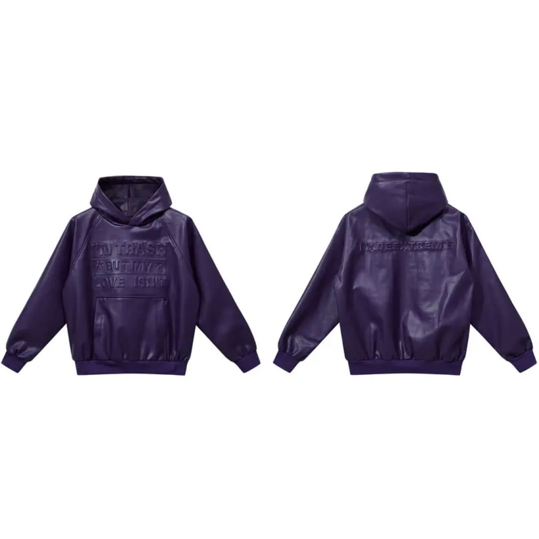 Made Extreme - Leather Letter Hoodie Jacket | The Urban Clothing Shop™