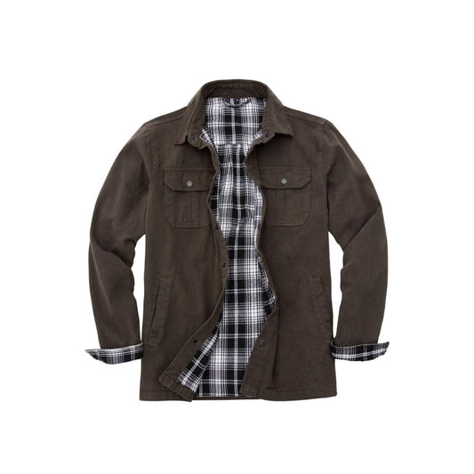 Men’s Flannel Lined Heavy Washed Cotton Outdoor Utility Shirt Jacket | FlannelGo