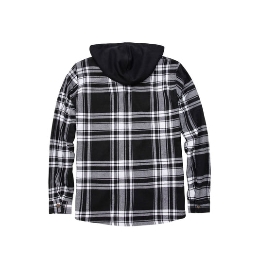 Men’s Full Zip Up Hoodie Plaid Flannel Shirt Jacket with Hand Pockets | FlannelGo