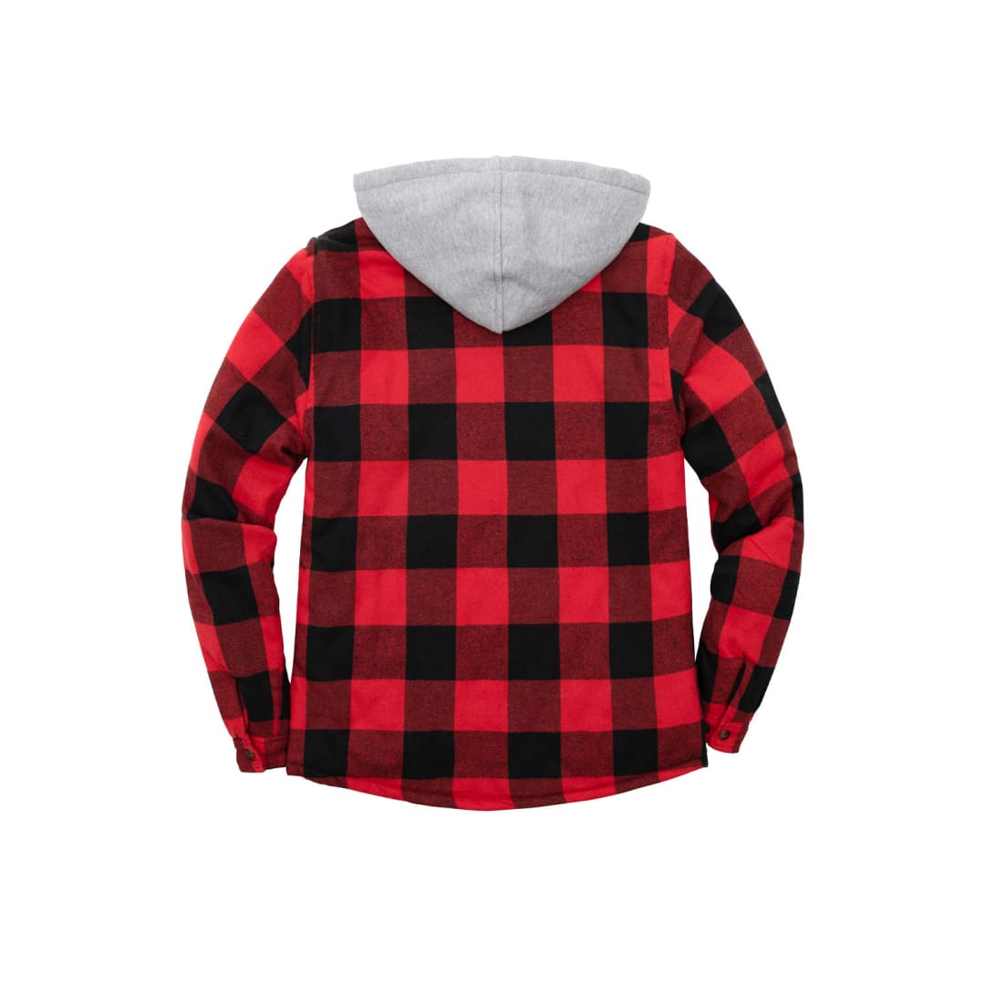 Men’s Quilted Lined Button Down Plaid Flannel Shirt Jacket with Hood | FlannelGo