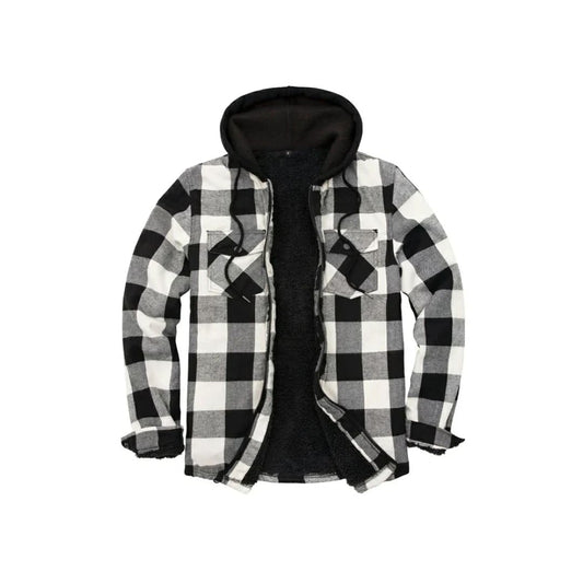 Men’s Sherpa Lined Flannel Shirt Jacket with Hood,Plaid Shirt-Jac | FlannelGo