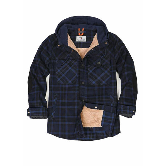 Men’s Sherpa Lined Water Repellent Flannel Jacket with Hood | FlannelGo