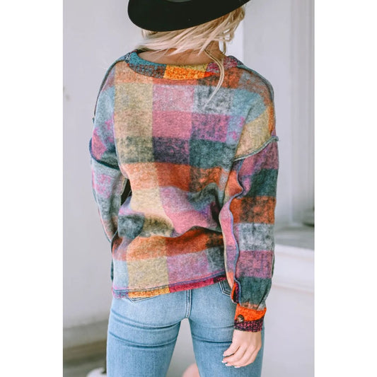 Multicolor Brushed Checked Western Buttoned Jacket | Fashionfitz