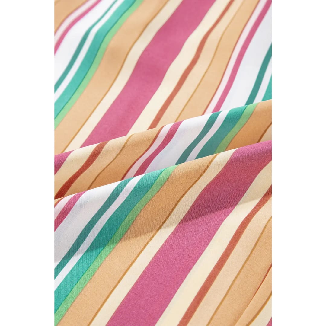 Multicolor Striped Smocked High Waist Wide Leg Pants | The Urban Clothing Shop™