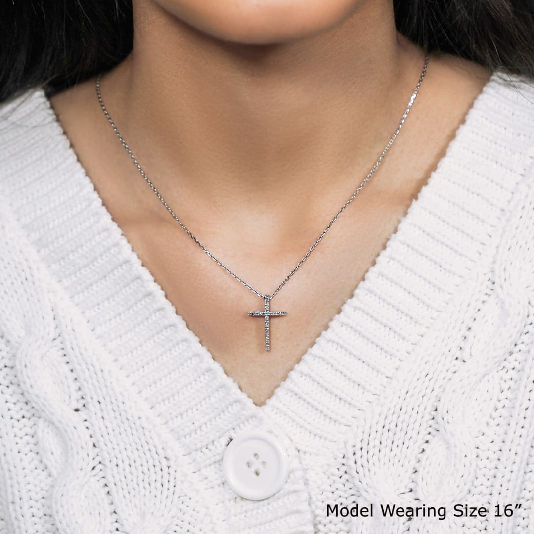Narrow Cross Pendant with Diamonds in Sterling Silver | Richard Cannon Jewelry