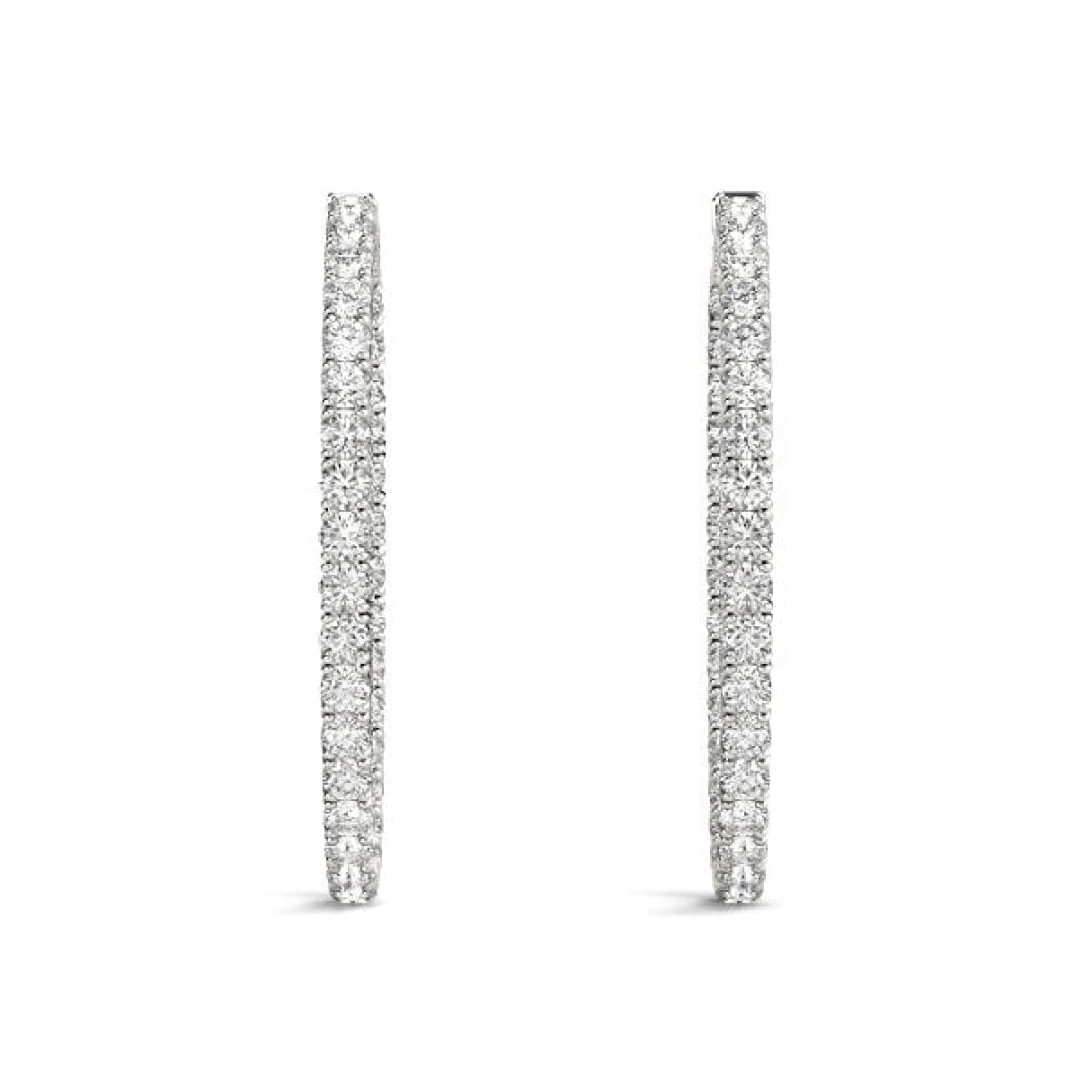 Oval Shape Two Sided Diamond Hoop Earrings in 14k White Gold (2 cttw) | Richard Cannon