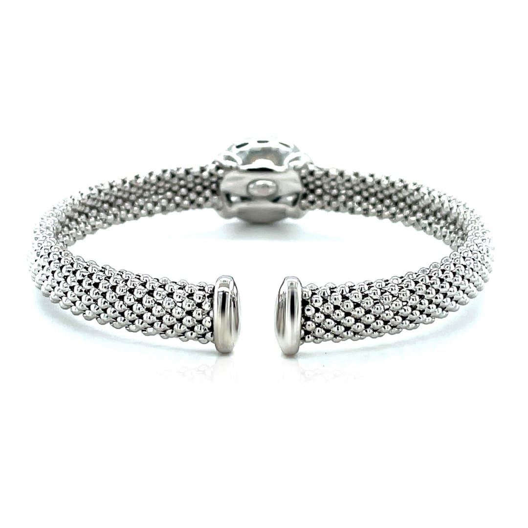 Popcorn Texture Cuff Bangle with Blue Topaz and Diamonds in Sterling Silver | Richard