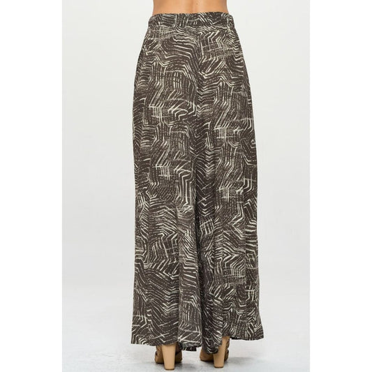 Print Wide Leg Palazzo Pants with Side Pockets | The Urban Clothing Shop™