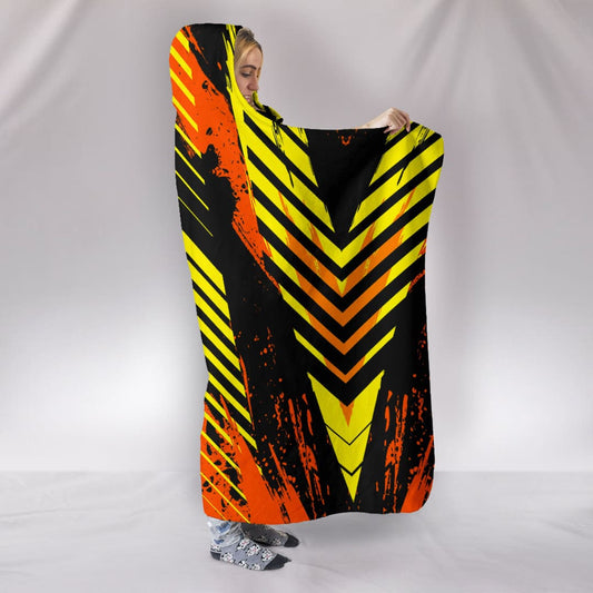 Racing Style Wild Orange & Yellow Stripes Vibes Hooded Blanket | The Urban Clothing Shop™