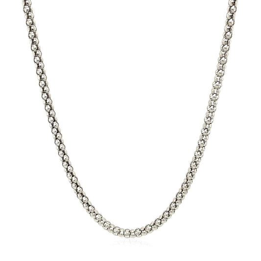 Rhodium Plated 2.5mm Sterling Silver Popcorn Style Chain | Richard Cannon Jewelry
