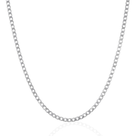 Rhodium Plated 3.0mm Sterling Silver Curb Style Chain | Richard Cannon Jewelry