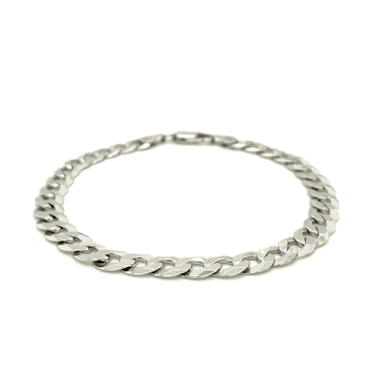 Rhodium Plated 7.2mm Sterling Silver Curb Style Bracelet | Richard Cannon Jewelry