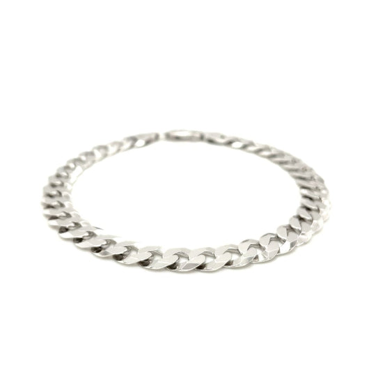 Rhodium Plated 7.9mm Sterling Silver Curb Style Bracelet | Richard Cannon Jewelry
