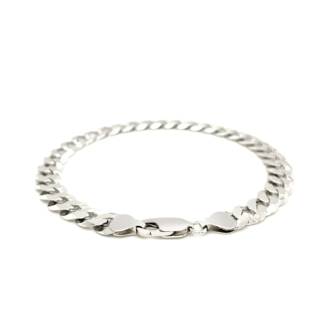 Rhodium Plated 7.9mm Sterling Silver Curb Style Bracelet | Richard Cannon Jewelry