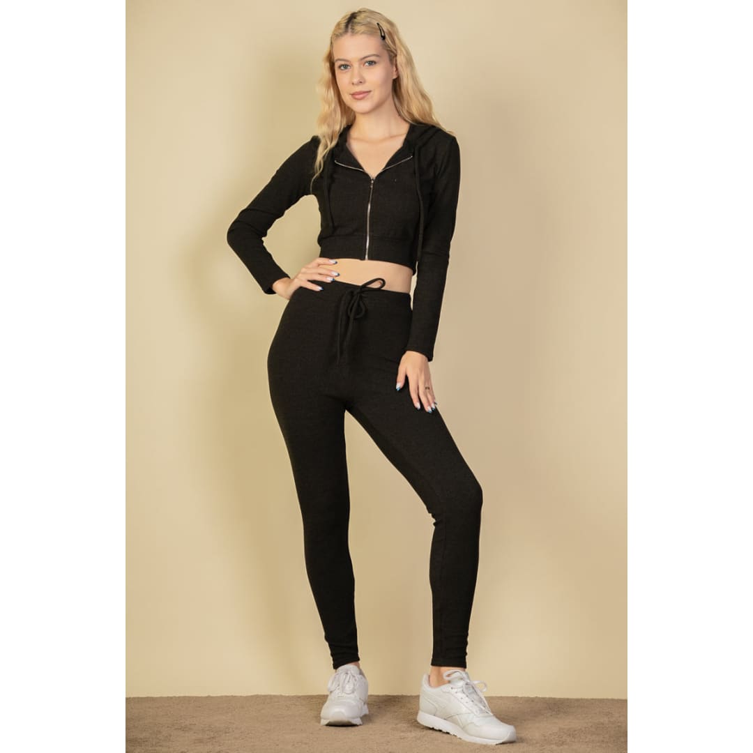 Ribbed Crop Zip Hoodie (CAPELLA) | CAPELLA