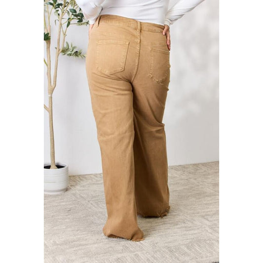 RISEN Full Size Fringe Hem Wide Leg Jeans | The Urban Clothing Shop™