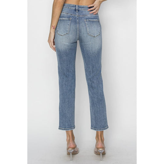 RISEN Full Size High Waist Distressed Cropped Jeans | The Urban Clothing Shop™