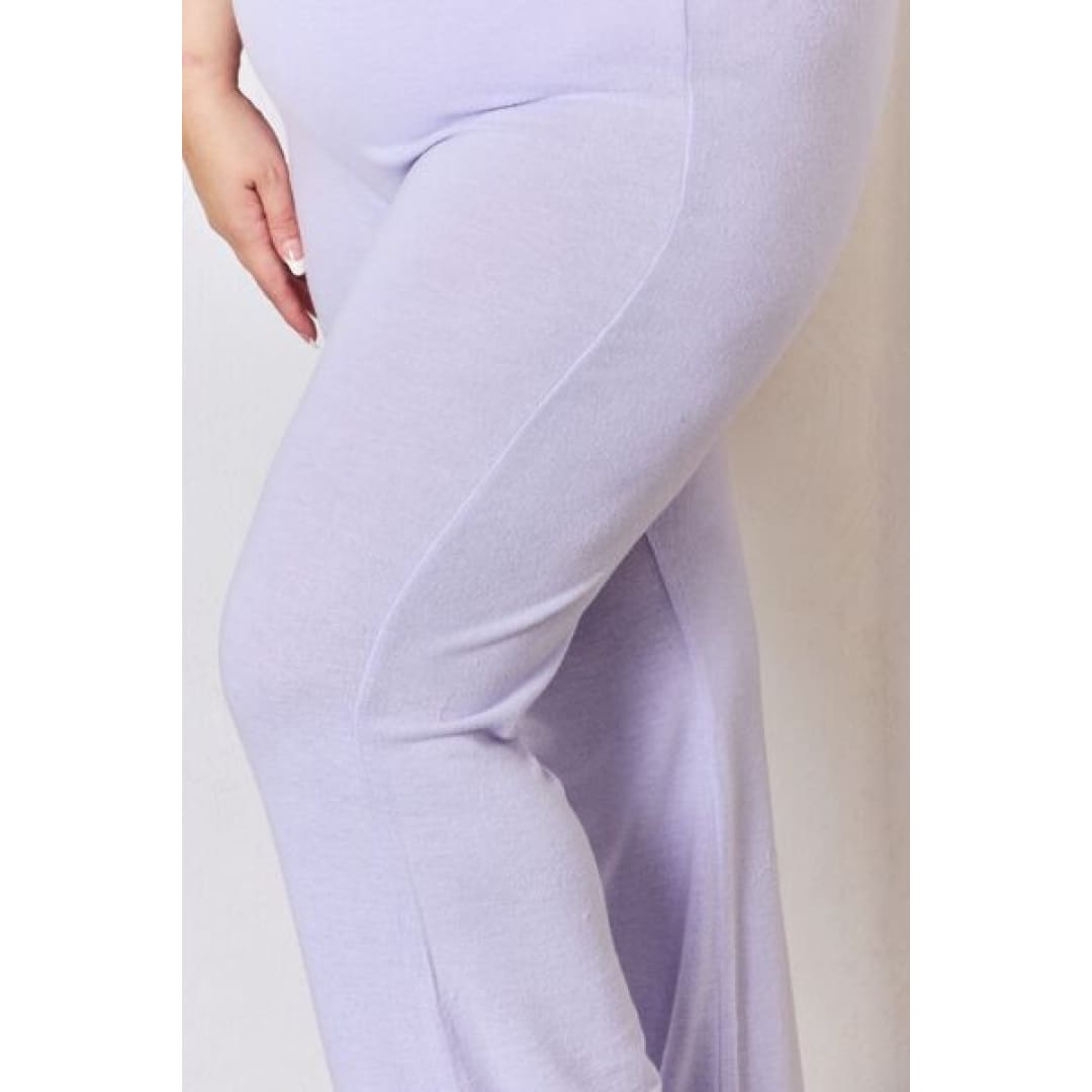 RISEN Full Size High Waist Ultra Soft Knit Flare Pants | The Urban Clothing Shop™