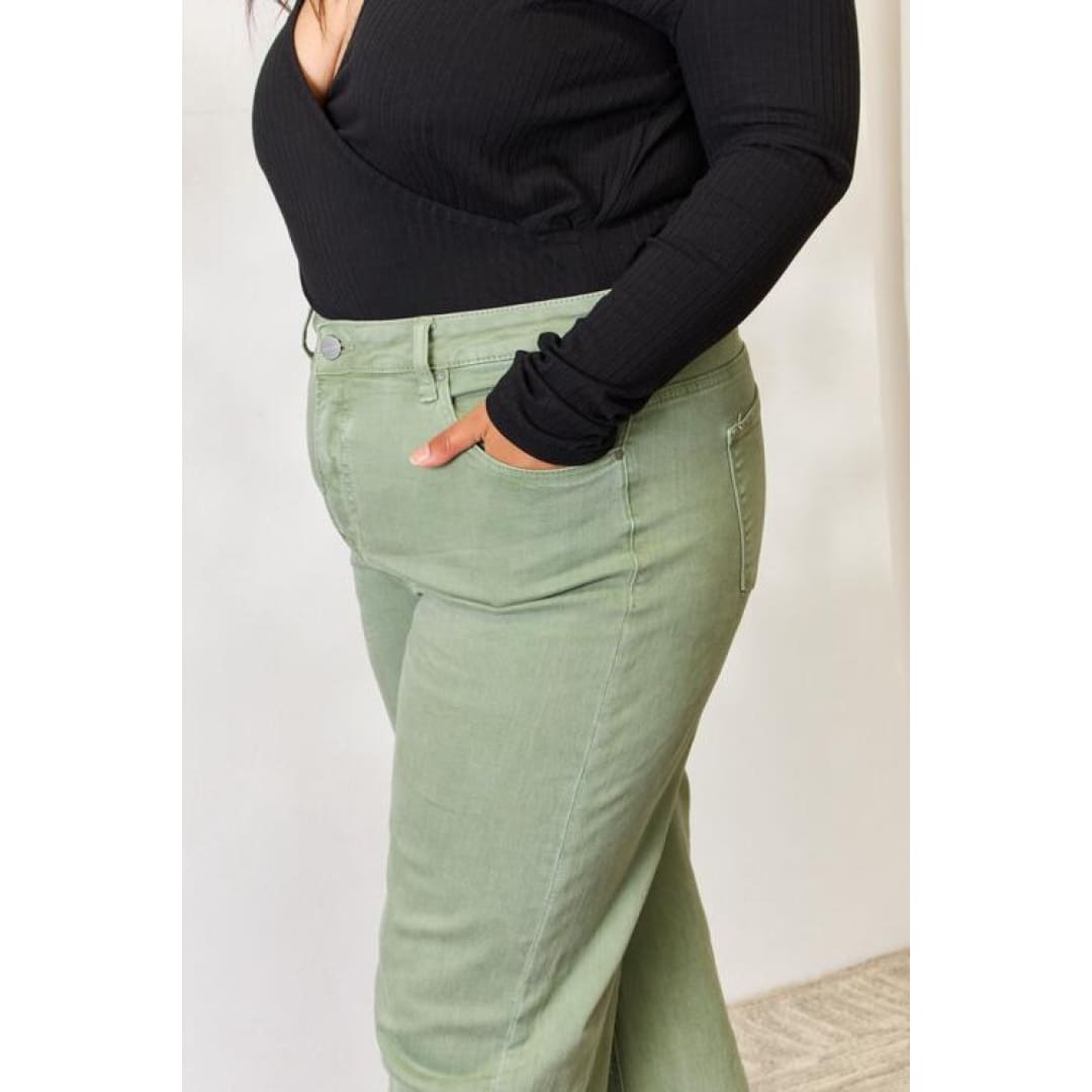 RISEN Full Size Raw Hem Wide-Leg Jeans | The Urban Clothing Shop™