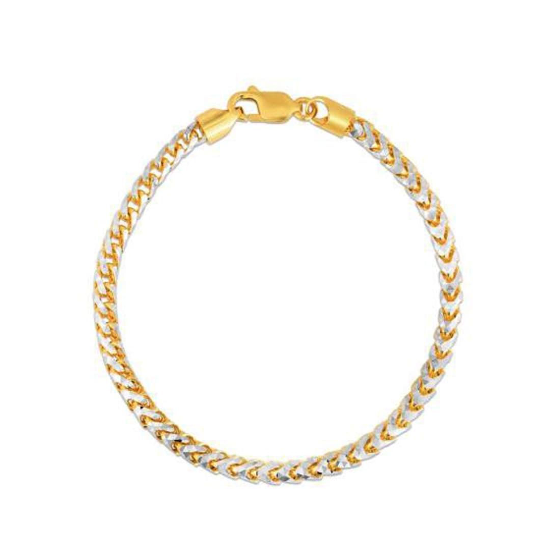 Round Pave Franco Chain Bracelet in 14k Yellow Gold (4.0 mm) | Richard Cannon Jewelry